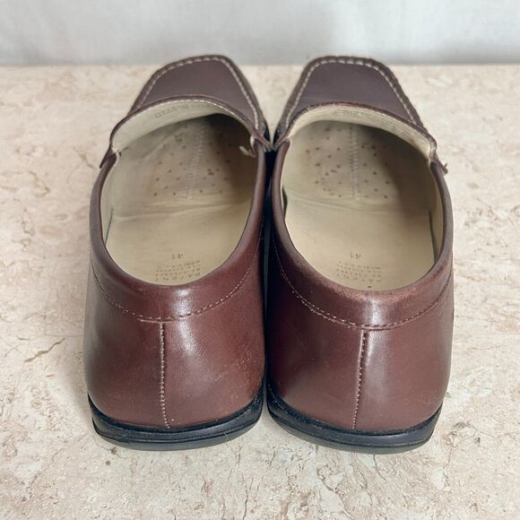 Geox Respira Comfort Shoes Euro 41 Brown Leather Loafers 10 10.5 Square Toe - Picture 8 of 12